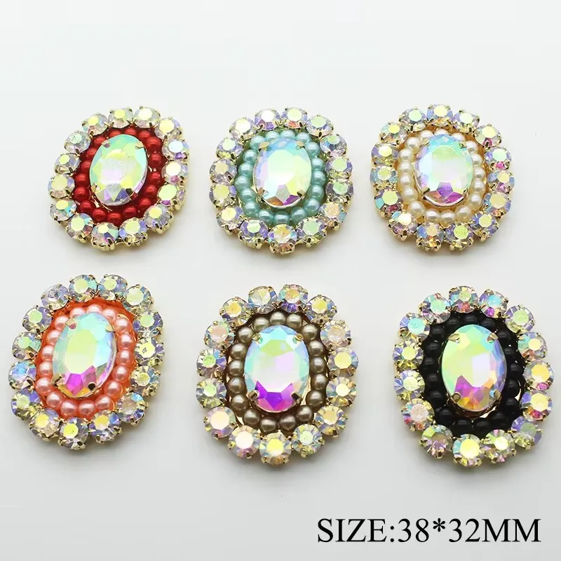 New 5pc Rhinestone buttons flatback color pearl Wedding Decoration DIY Flatback gold clothing scrapbooking crafts Accessories