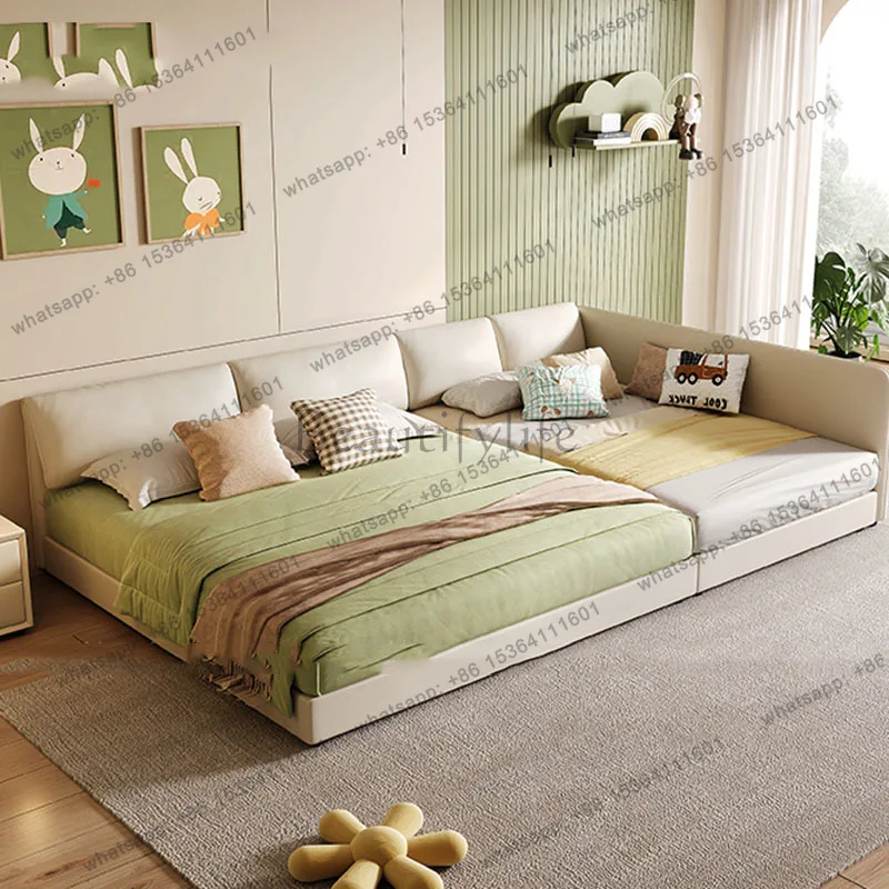 XX.Baby Children Bed Sun Leather Bedroom King Size Human Dog Sleeping Floor Full Bed Wooden Safe Camas De Casal Unique Furniture