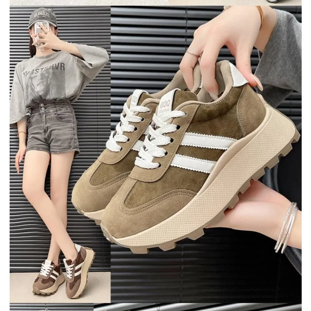 

fashion New Black Women Platform Casual Sneakers Shoes Vintage Versatile Thick Sole Dad's Shoes Fashion Designer Vulcanize Shoes