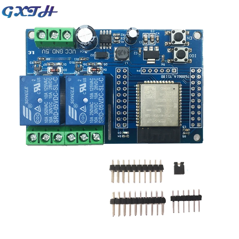 Wi-Fi ESP32-WROOM 2チャンネルリレーモジュール開発ボード二次開発DC5-60V電源