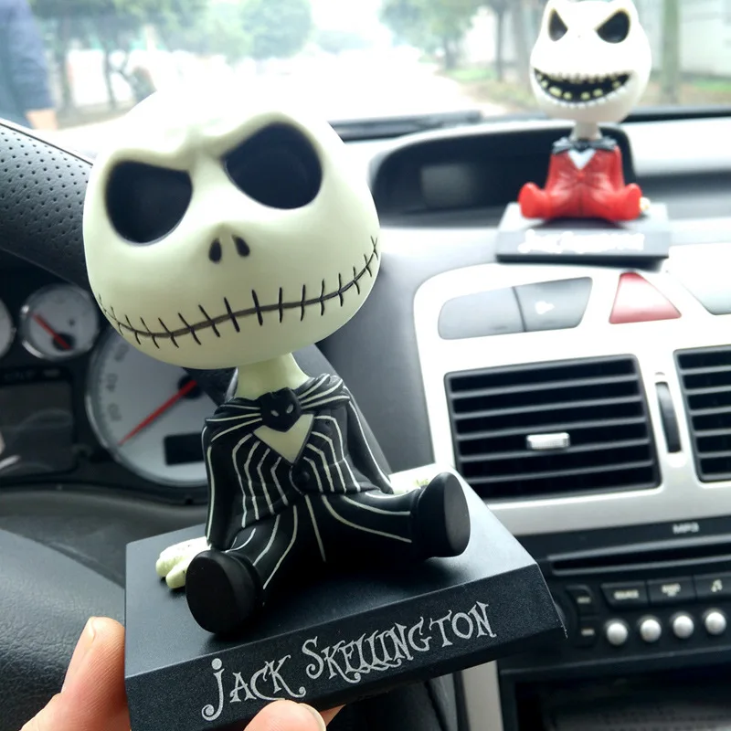 Disney Nightmare Before Christmas Jack Skellington Bobble Head Doll PVC Action Figure Collectible Model Toy Car Decoration Gift