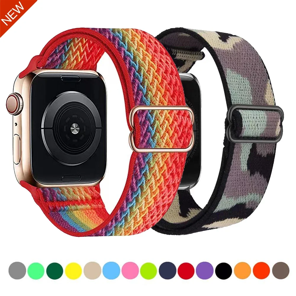 Correa de nailon para Apple Watch Ultra, pulsera de repuesto ajustable de 49mm para Series 10, 9, 8, 7, 6, 5, 4, 46mm, 45mm, 41mm, 42mm, 44mm, 40mm