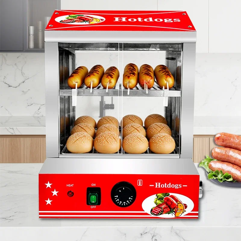 27L Commercial Hot Dog Warmer,    Sausage Display Case, Fried Chicken Shop Food Display Case, Multi-Temperature Control