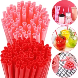 10pcs/lot Cute Heart Shaped Disposable Straws Creative Bride Straw Cocktail Birthday Party Decor Wedding Supplies