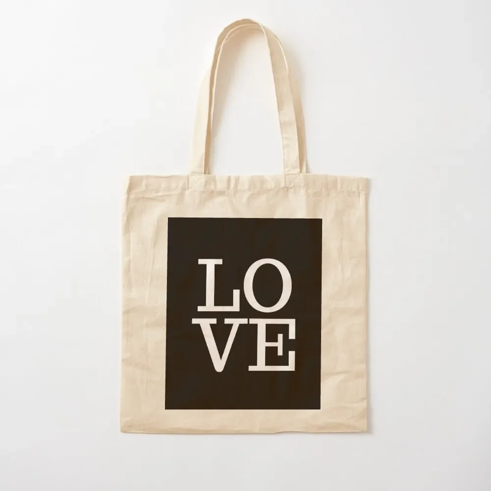 

LOVE (White on Black) Tote Bag large size bags custom tote bag university shopper bag bags woman 2025