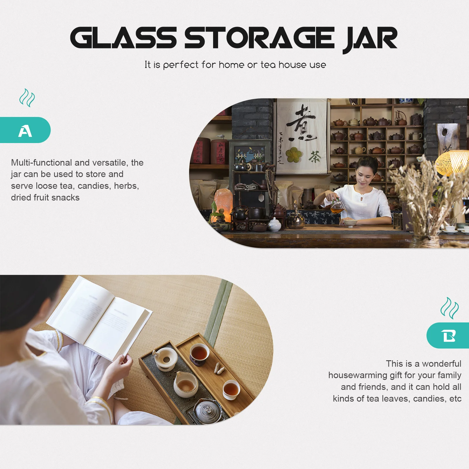 

Glass Storage Jar with Lid Clear Airtight Container for Tea Leaves Dry Snacks Craft Supplies Reusable Biscuit Coffee Nuts Holder