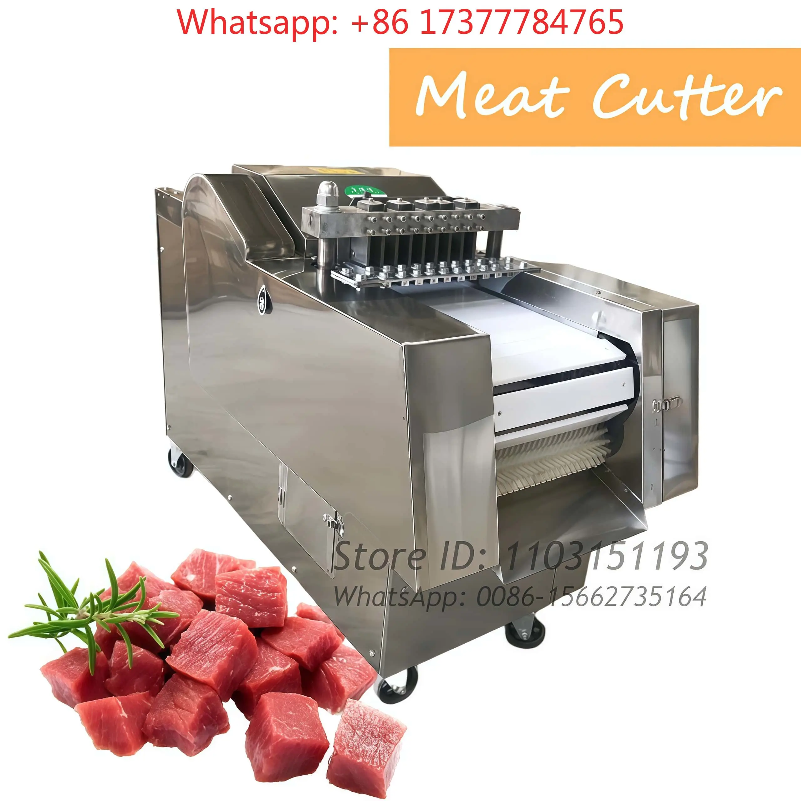 Chicken Beef Pork Frozen Meat Slicer Industrial Semi-Automatic Cube Cutting Meat Dicer