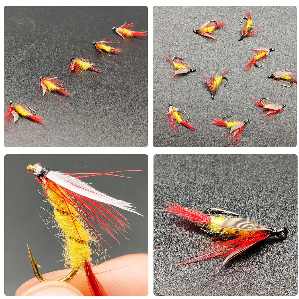 Moscas artificiales húmedas rojas – Ninfa para trucha, perca y salmón - imagen 5