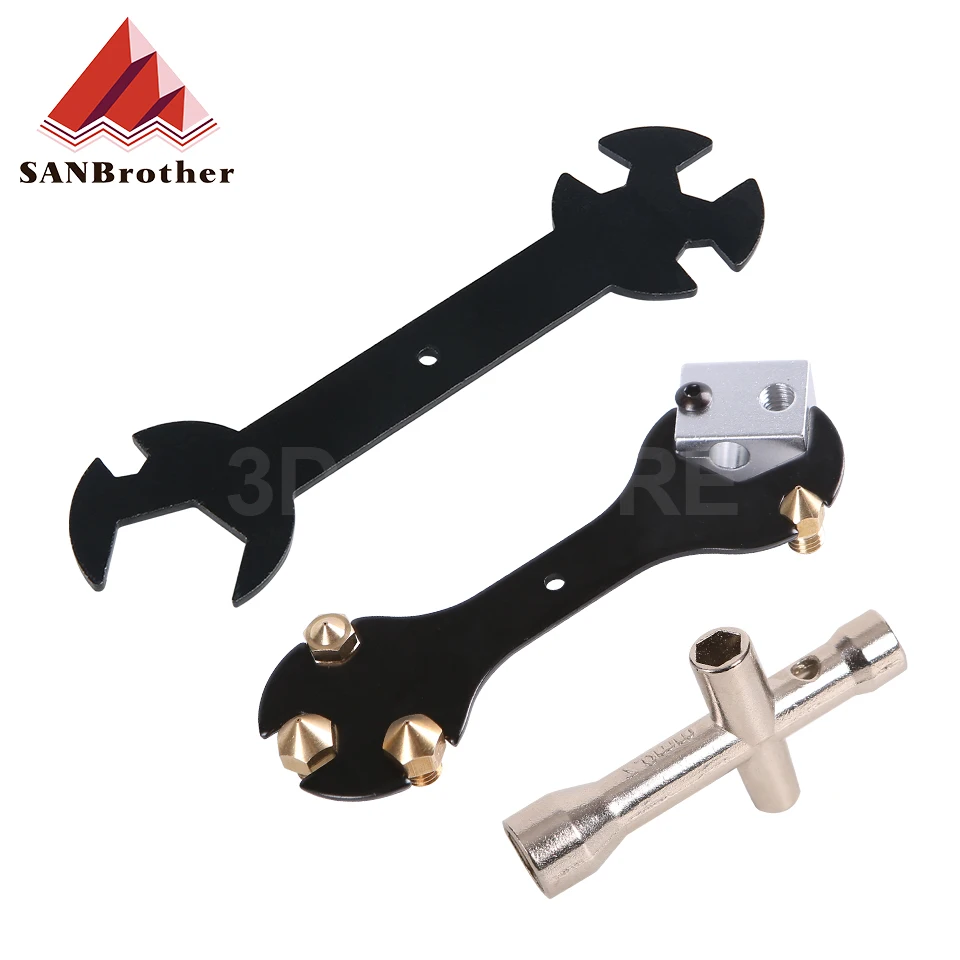 

3D Printer Tools Nozzle Wrench Multi-Function MK8 V6 Volcano Nozzles Heating Block Spanner M2/M3/M4 Screw Nuts Mini Cross Wrench