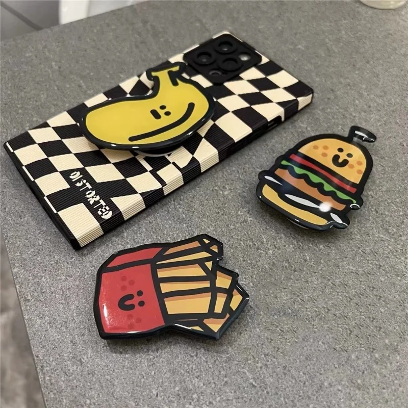 Divertente hamburger banana pieghevole supporto per impugnatura per telefono cellulare presa supporto tascabile per iPhone anello per dito Griptok supporto espandibile