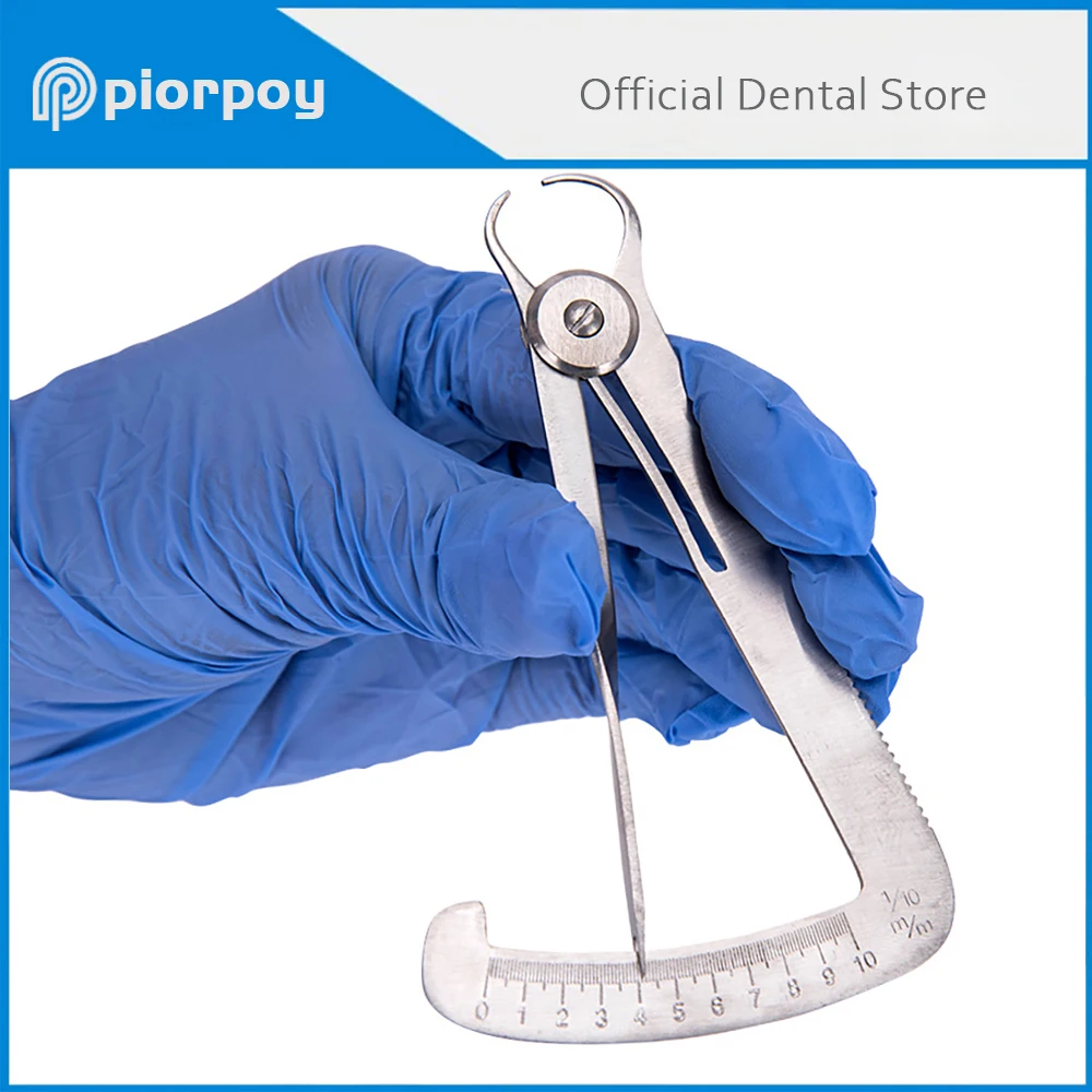 Dental ortodontyczna suwmiarka linijka do wosku metalowego wskaźnik korony ze stali nierdzewnej pomiar 0-10mm stomatologia instrumenty chirurgiczne narzędzia