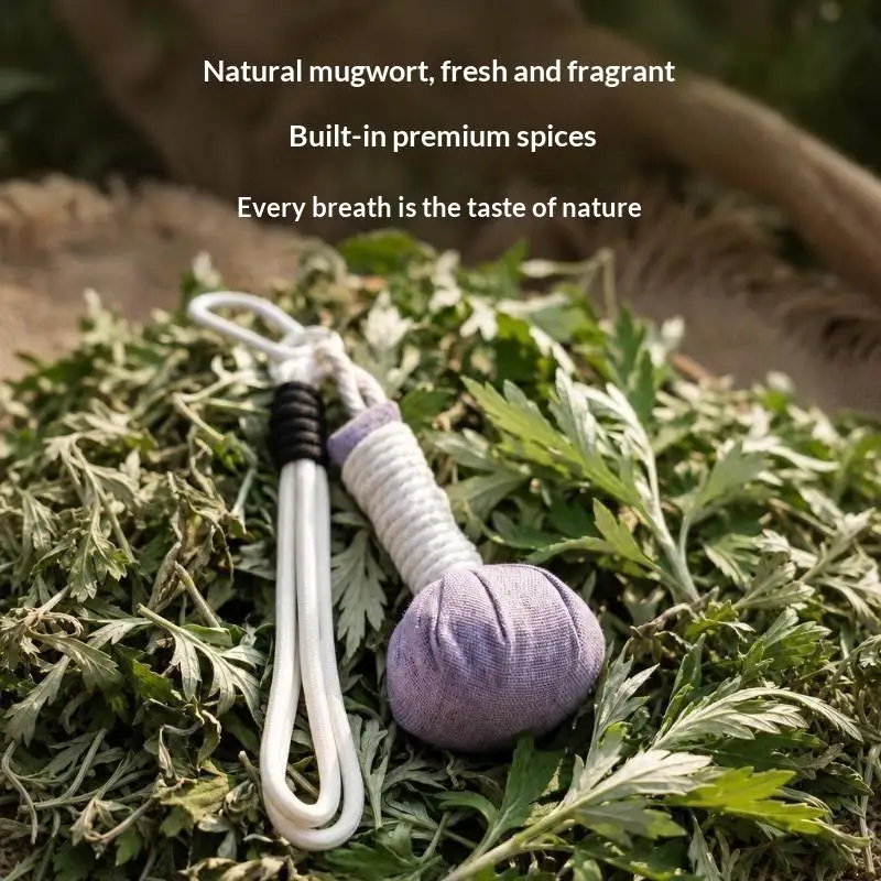 Niedlicher Schlüsselanhänger Taschenanhänger Gesundheits-Mugwort-Massagehammer Schlüsselanhänger Universeller Rückenmassage-Schlüsselanhänger im Ethno-Stil – Detail 3