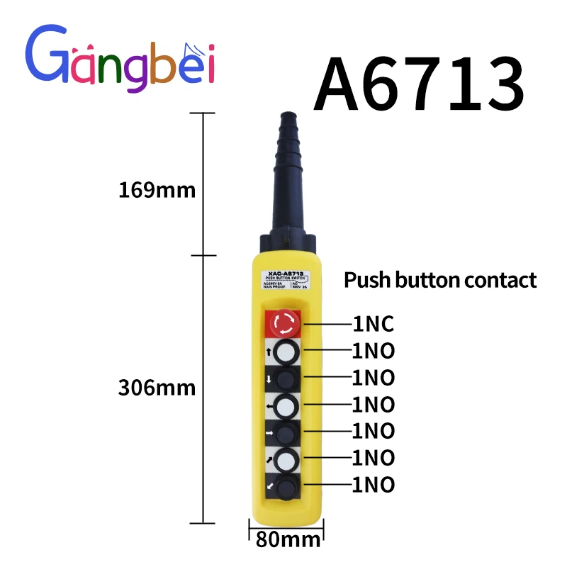 XAC-A671 A6713 A6913 مقاوم للماء رافعة التحكم التبديل رفع مفتاح بـزر دفع صندوق للرافعة أسفل اليسار اليمين توقف الطوارئ