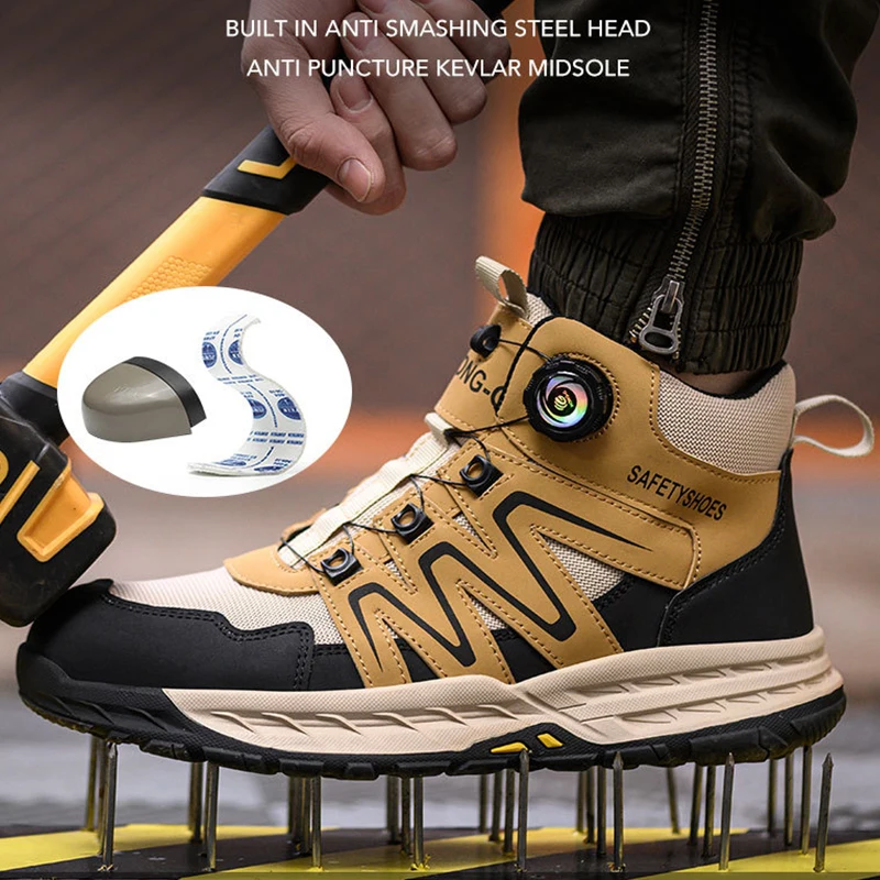 Waliantile Indestructible Safety Work Boots For Men Male Construction Working Shoes Steel Toe Puncture Proof Safety Footwear Man