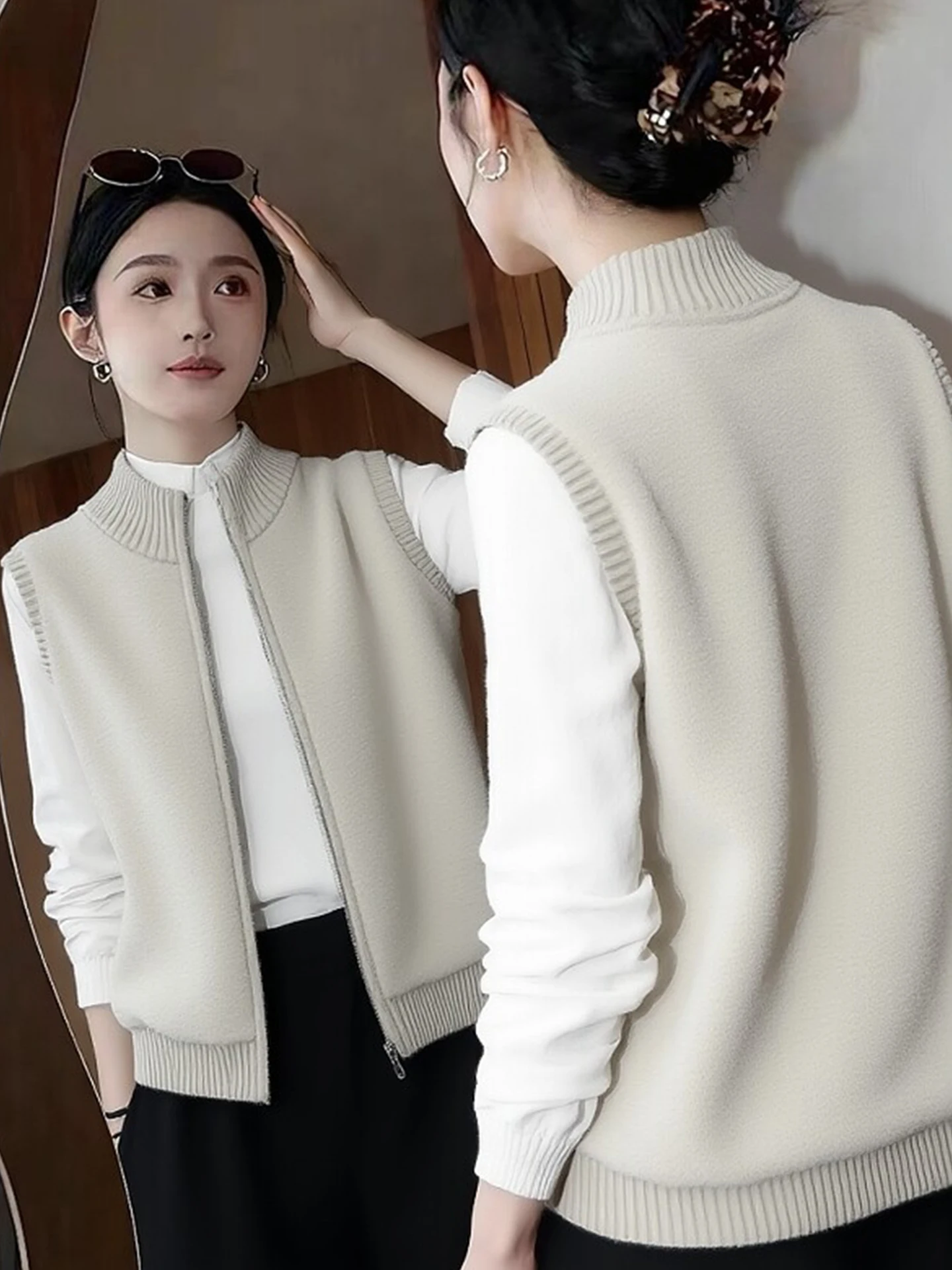 

Зимний утепленный жилет для поездок на работу, однотонная верхняя одежда, простой и элегантный базовый слой, антивозрастная защита