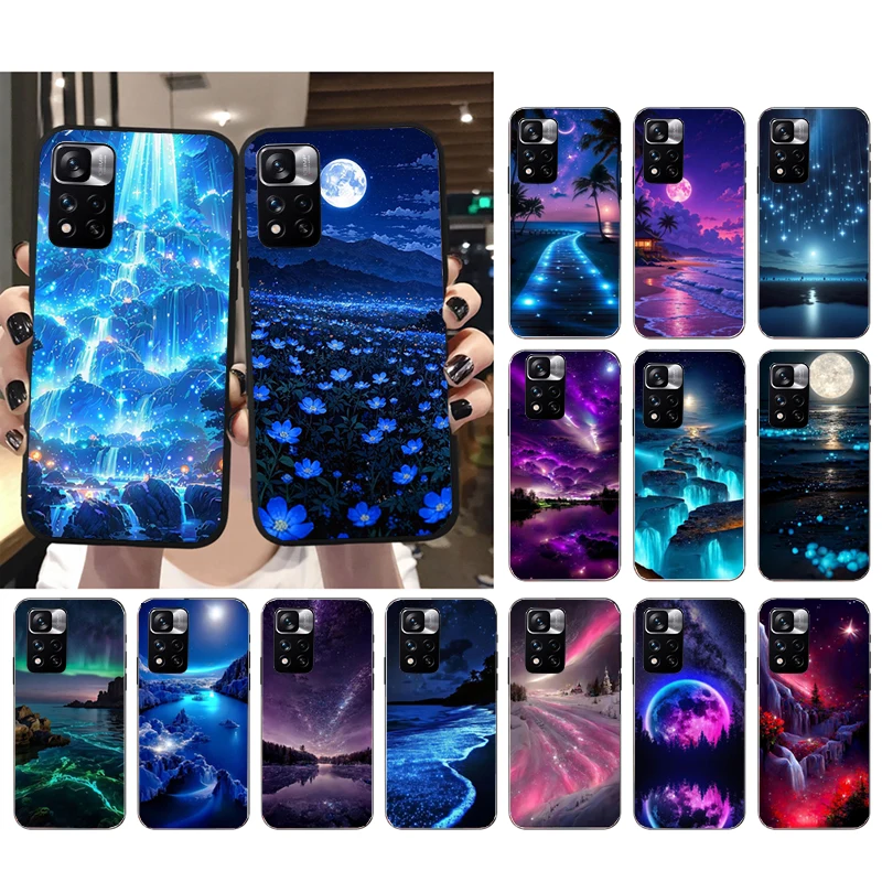 

Phone Case For Xiaomi Redmi note 14 Pro 14 13 12 11 10 Pro 14S 12S 11S Redmi 14C 13C 10 Moonlight Beach Scenery