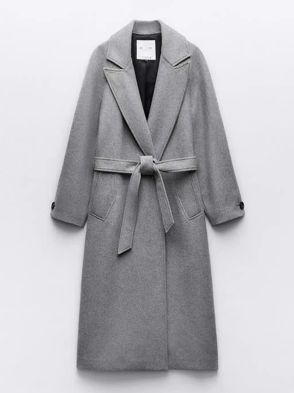 

Осень-зима, Новое поступление, женское длинное шерстяное пальто, куртка с поясом, свободный крой в стиле ретро, длинный костюм-свек с воротником