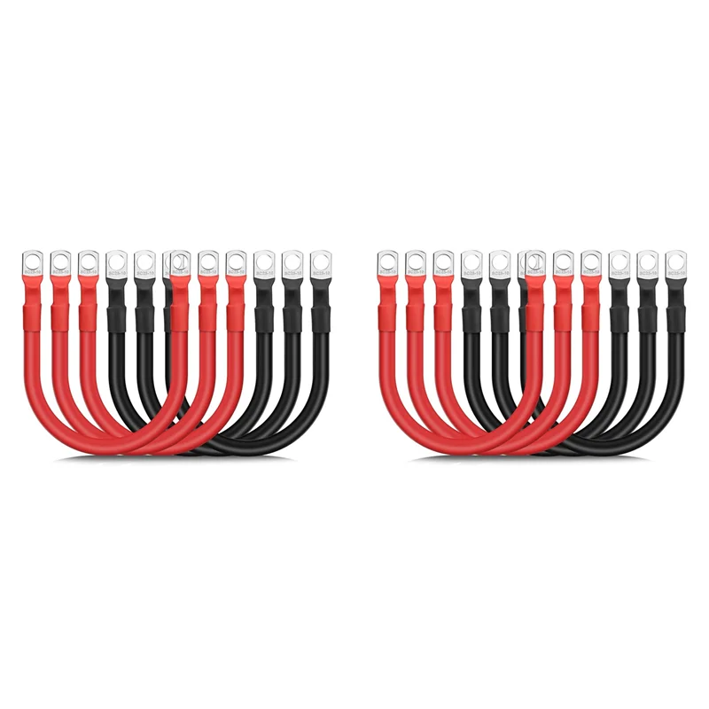 

12PCS 4 AWG Battery Cables,30CM Marine Battery Inverter Cables Set, With 3/8In Tinned Copper Lugs,For Automotive Solar