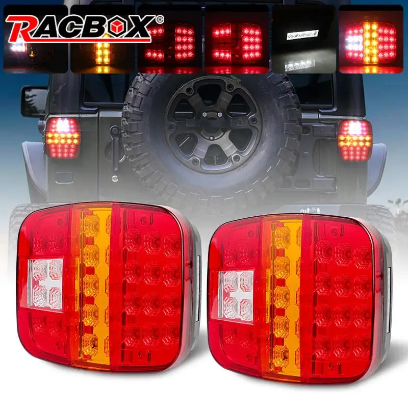 Car LED Tail Lights 39LED Trailer Truck Rear Light Brake Reverse Light Turn Signal License Plate Lamp for Jeep Wrangler YJ TJ CJ