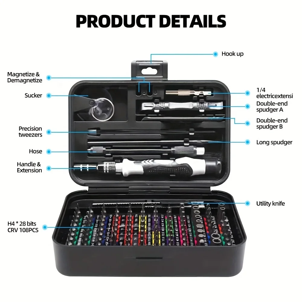 Precision Screwdriver Set 132 in 1 Multifunction Toolbox Magnetic Phillips Torx Hex Bit Professional Grade Repairs for PC iPhone