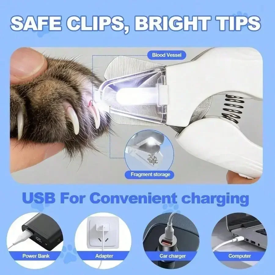 New Model 2‑In‑1 Dog Nail Clippers With Lights ‑ Electric Pet Nail Grinder Quiet, Suitable For Small Large Dogs And Cats, Led Prevents Over‑Cutting, Usb‑C Rechargeable Safety Protection Grooming Kit For Black Nails
