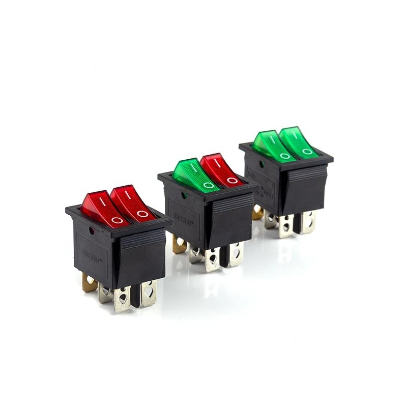 KCD4 31x25mm Double Light Rocker Switch 6Pin 2/3 Position 16A/250V 20A/125V ON-OFF/ON-OFF-ON Boat Power Electric Car Switch