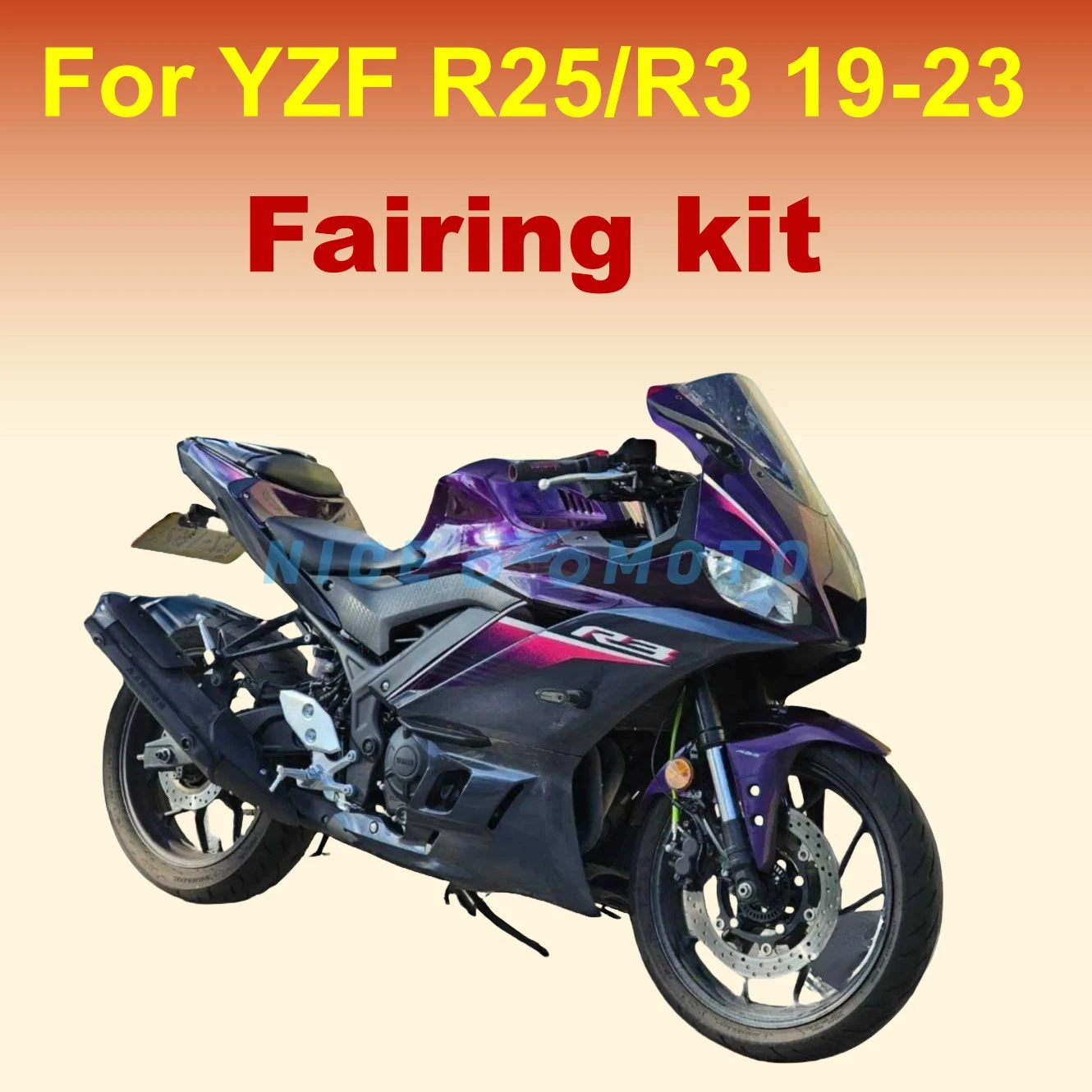 New ABS Motorcycle Sportbike Spare parts Purple Fairing kit For YAMAHA YZF R3 2019 2020 2021 2022 2023 YZF-R25 YZF-R3 YZF R25 ﻿