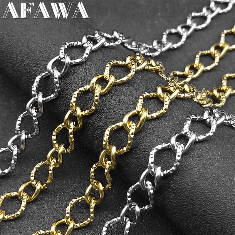 

Vintage Link Chain Necklace Bracelet Male Gold Silver Color Stainless Steel Chain for Men Women Punk Jewelry collar hombre NLT5S