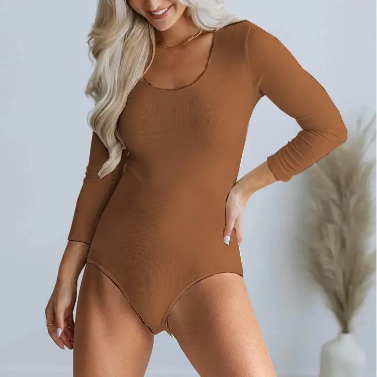 Women's Long Knitted Jumpsuit High Waist Poly Fiber Base irt Sle Winter Faion Ladies' All-in-One Suit High Waist Pants