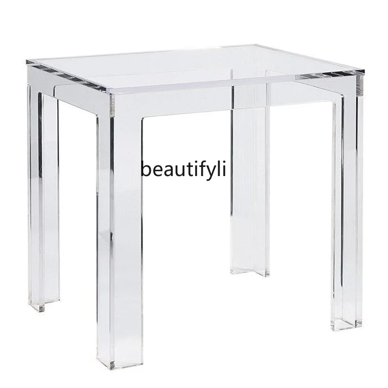 

Nordic Style Modern Minimalist Acrylic Transparent Bedroom Glass Bedside Small Coffee Table Mini Household Furniture Living Room