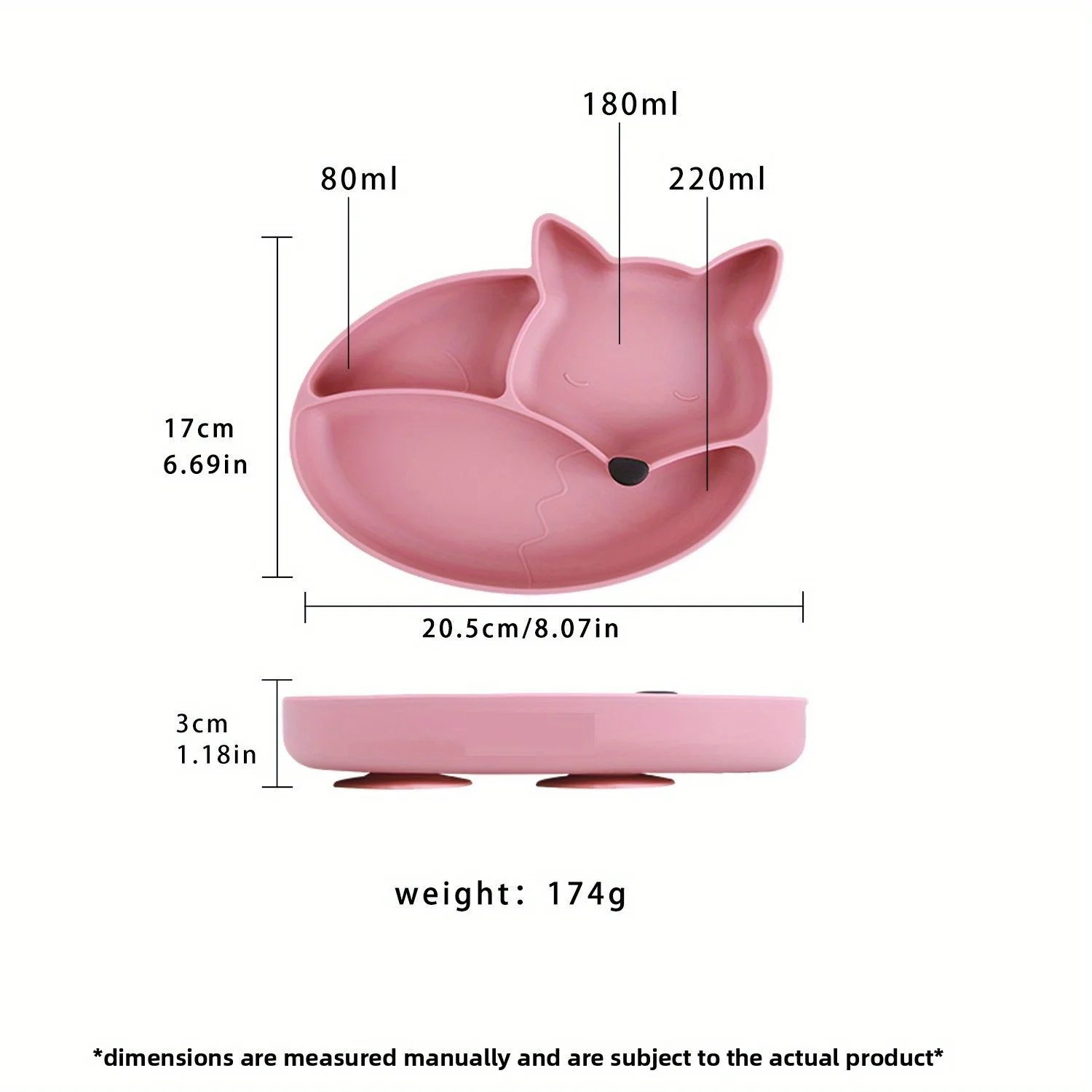 1 طبق عشاء ثعلب سيليكون للأطفال لتناول الطعام بشكل مستقل، أدوات مائدة للأطفال تأتي مع أكواب شفط #3