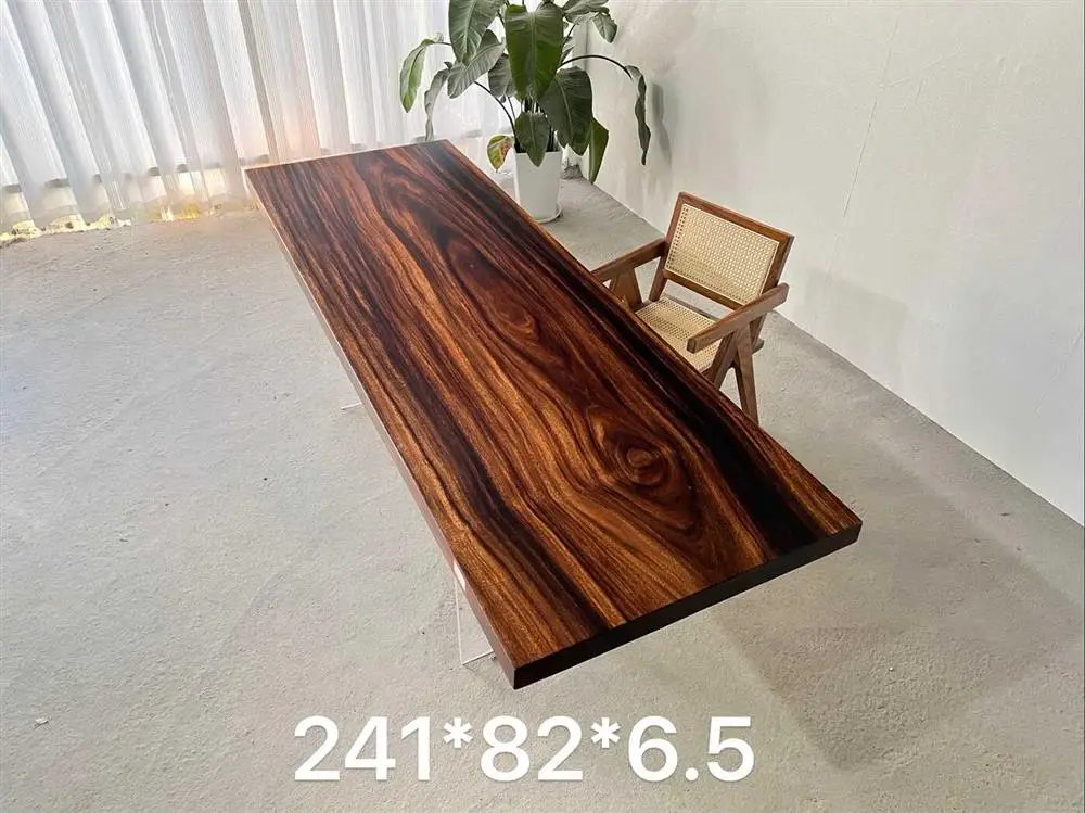 New Chinese walnut tea table dining table, South American walnut solid wood large board, size: 241-82-6