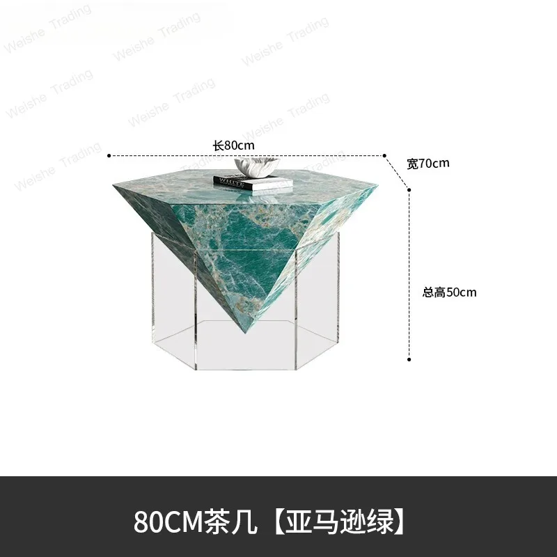 Acrylic suspended tea table hexagonal luxury stone designer Italian light luxury living room high-end coffee table