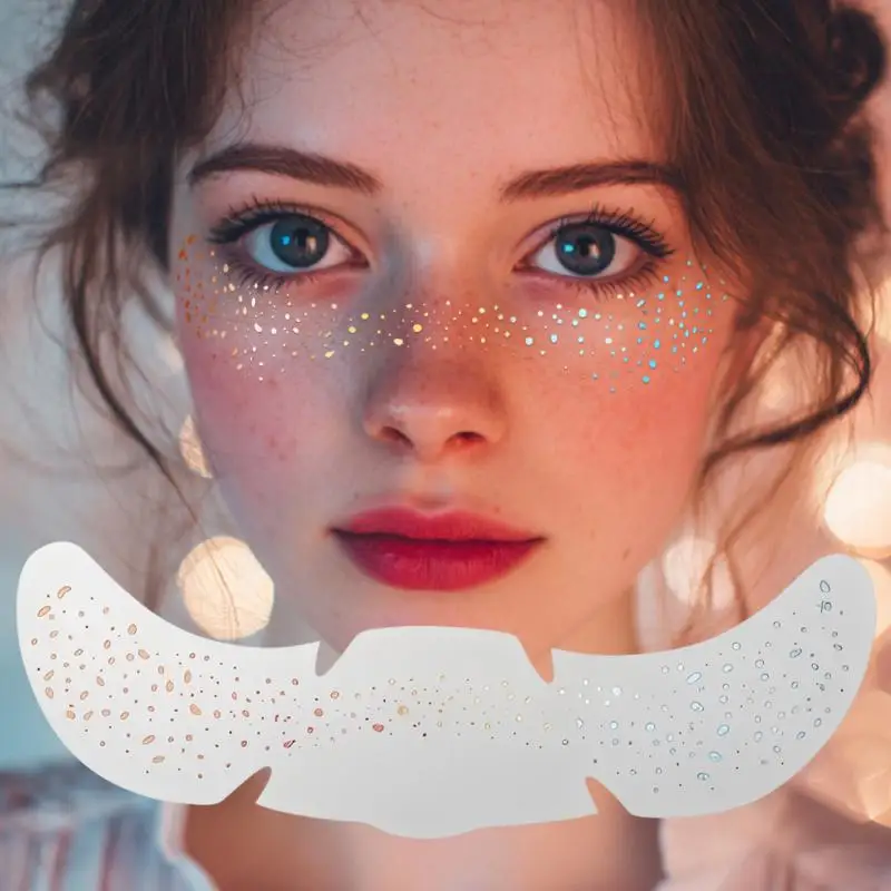 Glitter Freckles Waterproof Tattoos Holographic Heart Stickers for Costume Party Makeup Accessory view 2