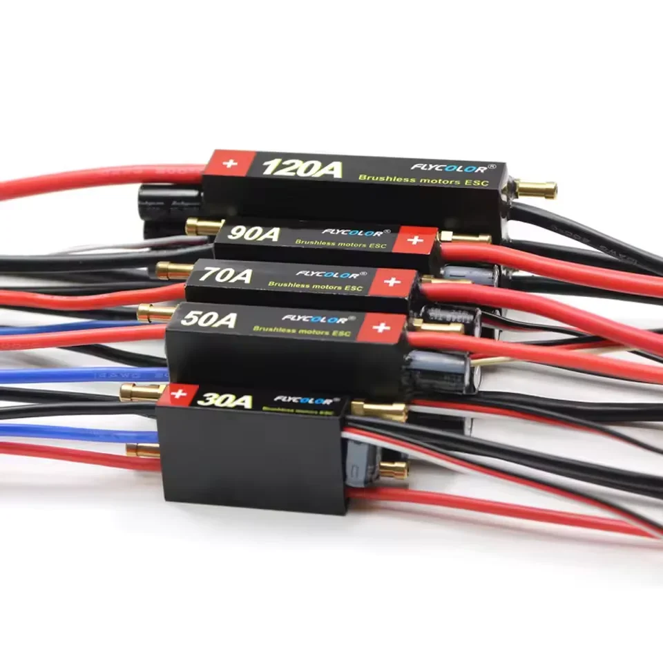 FlyColor 30A 50A 70A 90A 120A RCボートESC 防水 2-6S Lipo ブラシレススピードコントローラー プログラムカード付き RCボートモーター用