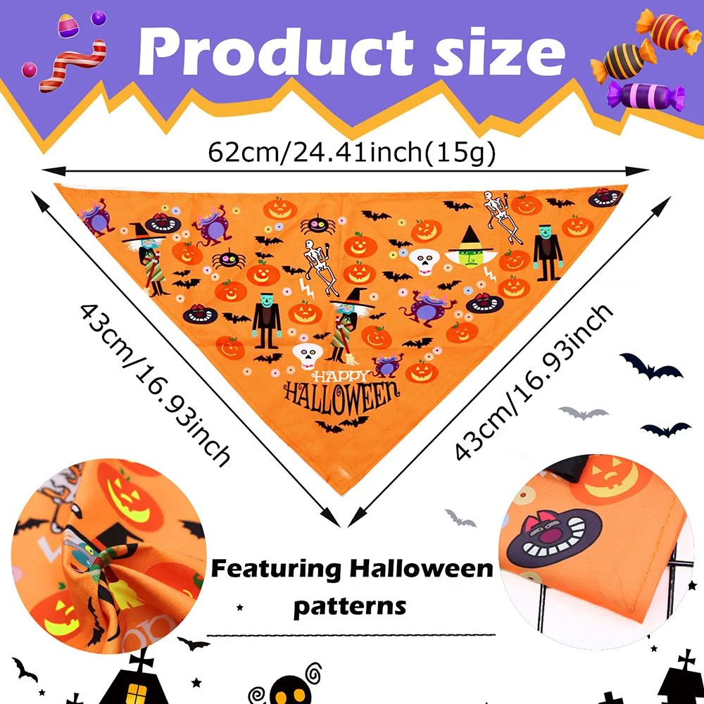 Bandanas College pour animaux de compagnie, triangle réglable pour chiens et chats, fournitures pour animaux de compagnie, bavoirs pour chiens, accessoires pour animaux de compagnie, fête d'Halloween, 20 pièces