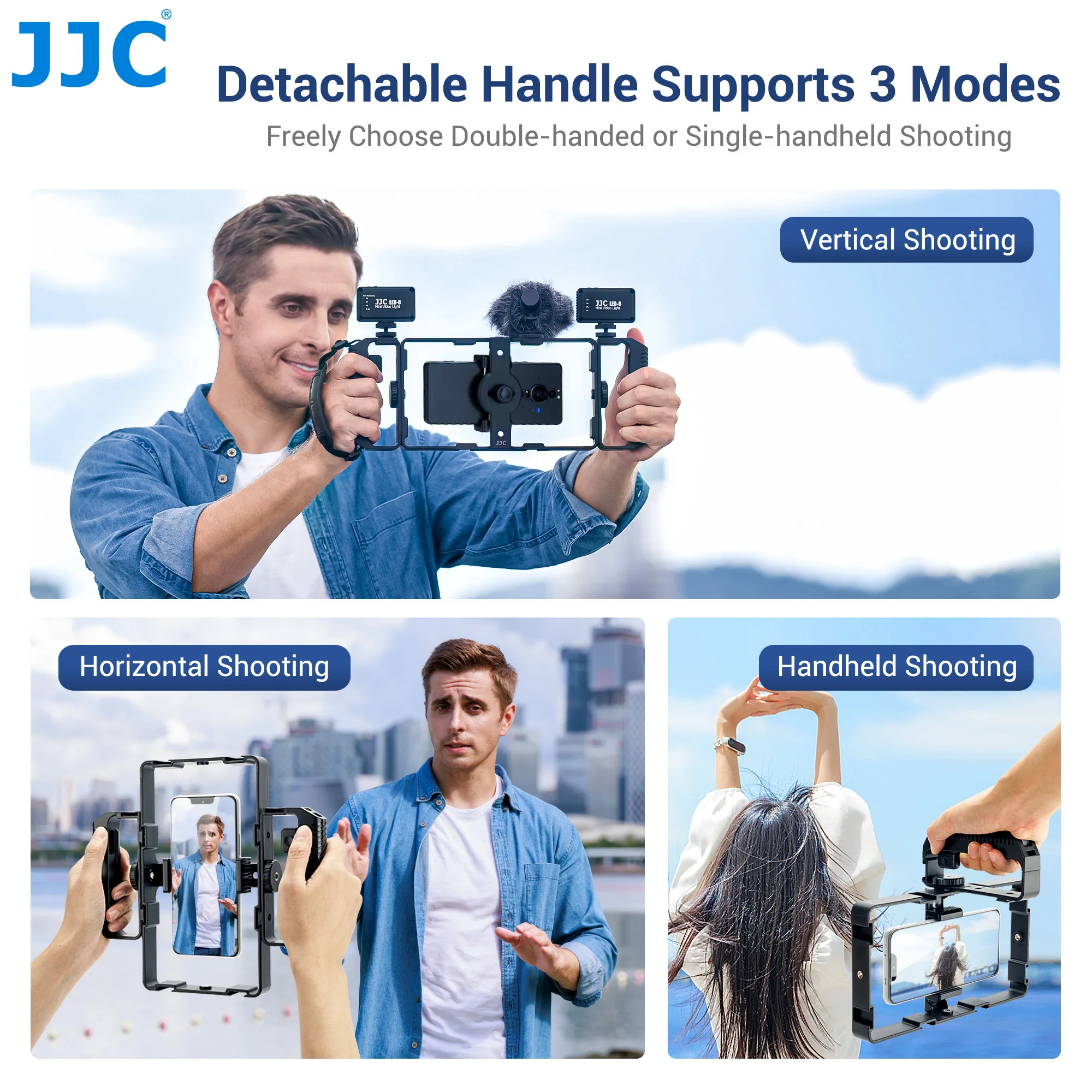 JJC Universal Smartphone Video Rig Kit with Remote Control Hand Grip Vlog Film Cage Phone Video Stabilizer Handheld Tripod Mount