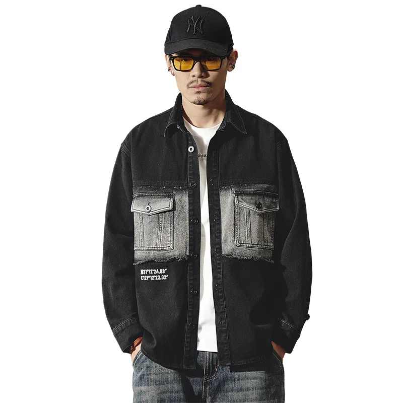 Plus Size 7XL 6XL Washed Denim Shirts Men Streetwear Fashion Oversize Loose Casual Long Sleeve Spring Autumn Jeans Shirt Coat