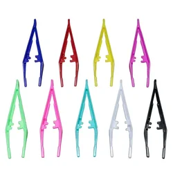 10Pcs Plastic Tweezers Medical Beads Small Disposable Tweezers Tools Forceps For Model Building Kits Puzzle Bead Makeup Clips