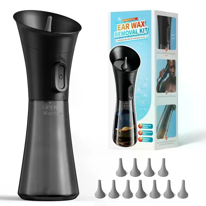 1 Set Two-Chamber Ear Irrigation Kit With Nozzle Tips Multi-Tip Electricmanual For Adults Home Ear Cleaning Irrigator