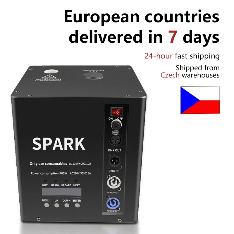 Máquina de chispa fría de 700W, pulverizador de chispa fría, fuente controlada por DMX, adecuada para fiestas, escenarios, actuaciones al aire libre