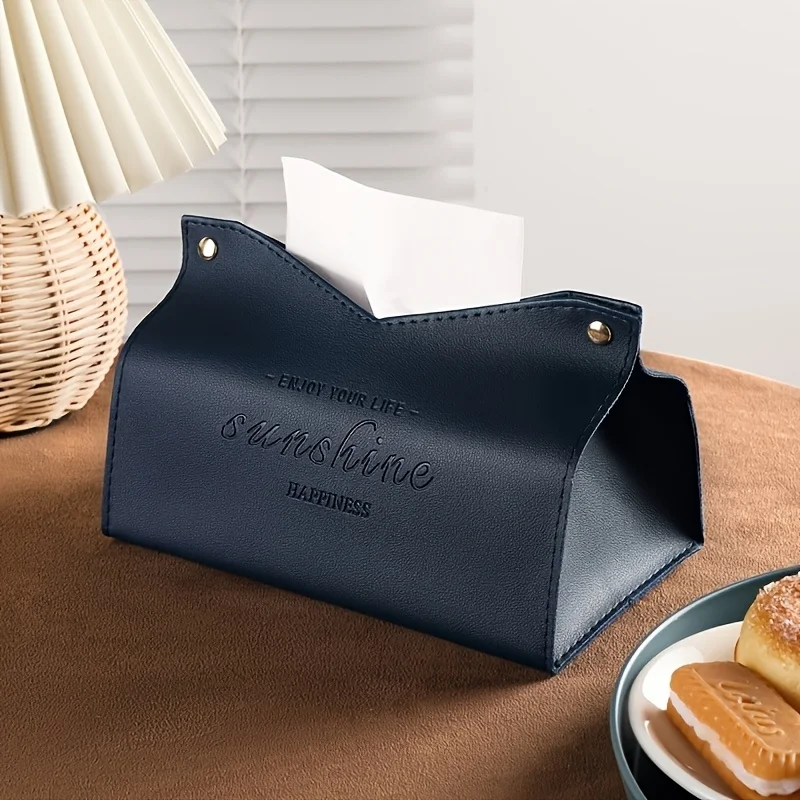 1pc Elegant PU Leather Tissue Box Holder, Rectangular Simple Life Design, Decorative Storage for Home, Living Room, Hotel image 5