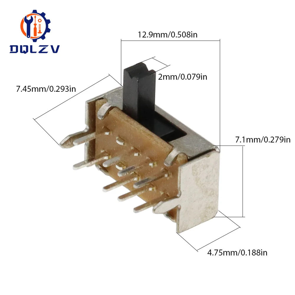 SK23D07 SK23D07VG4 8 Spille PCB 3 Posizione 2P3T DP3T In Miniatura Interruttore A Scorrimento Laterale della Maniglia di Alta 4 millimetri