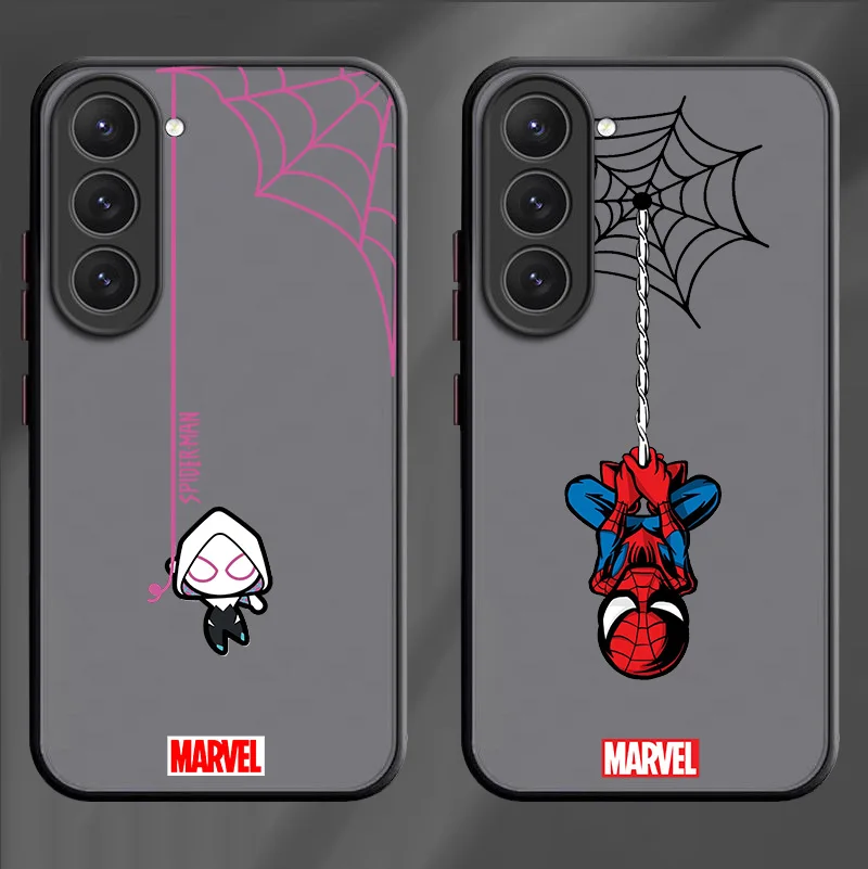 Marvel Anime Spiderman For Samsung S23 S22 S21 S20 S10 S9 Note 20 10 Ultra Plus FE Lite Frosted Translucent Phone Case