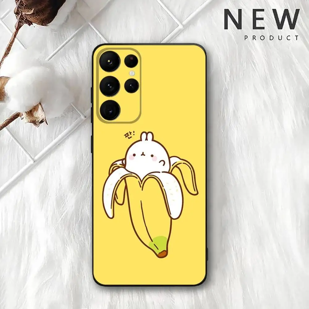 Funda de teléfono M-Molangs de dibujos animados para Samsung S 25,24,23,22,30,21,10,9,Ultra,Plus,Lite,FE,4,5G, funda blanda negra