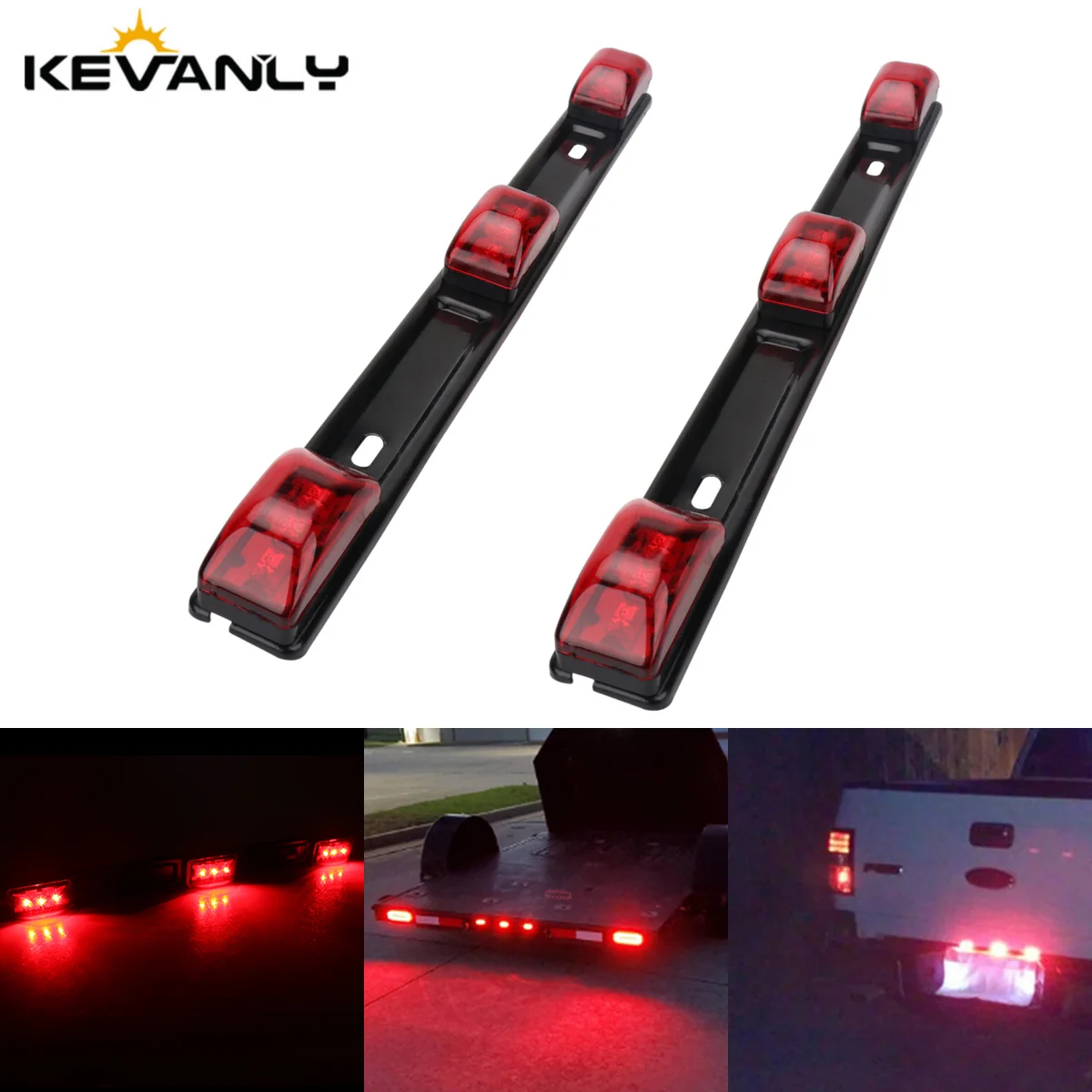 

12V Car Taillights DRL 9 LED Bar Red Brake Turn Signal Lights Roof Ceiling Side Marker Lamps Truck Trailer Accessories Universal