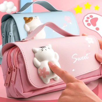Estuche para lápices de descompresión, bolsa de almacenamiento de gran capacidad