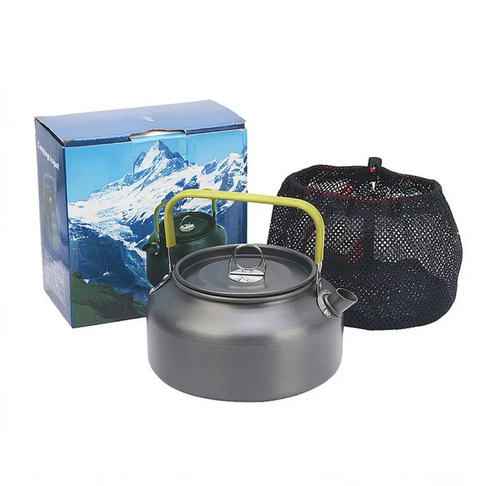 1200ml Outdoor Picnic Kettle Lightweight Aluminum Teapot Portable Camping Water Heater Hiking Coffee Brewing Tool