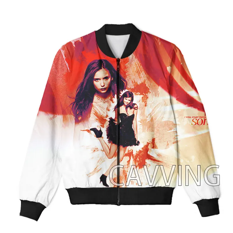 

CAVVING 3D Printed Nina Dobrev- Elena Gilbert Zipper Bomber Jackets Men Overcoat Mens Coat Zip Up Jackets for Women/Men