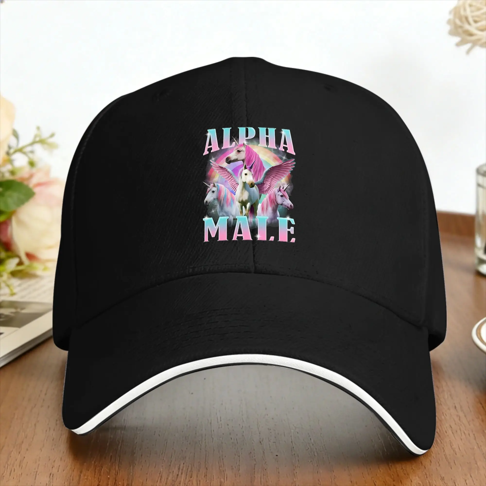 Casual Baseball Cap Alpha Male Unicorn Funny Meme  Outdoor Gym Trucker Hat For Men Sun Trendy Baseball Caps